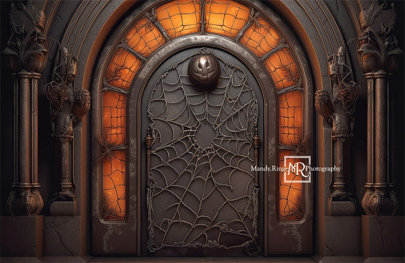 Kate Spooky Black&Orange Halloween Door Backdrop Designed by Mandy Ringe Photography