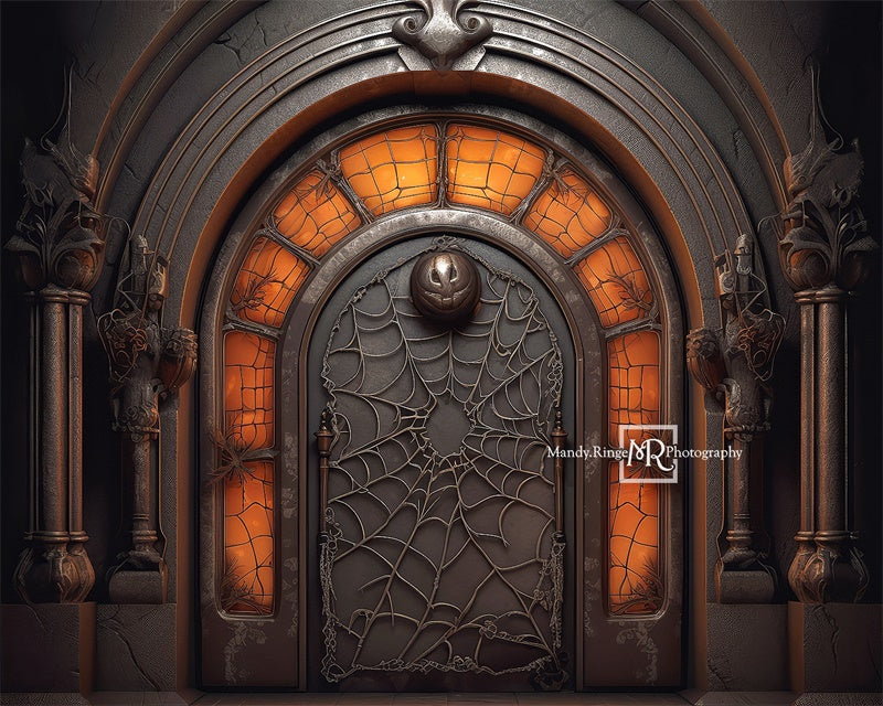 Kate Spooky Black&Orange Halloween Door Backdrop Designed by Mandy Ringe Photography