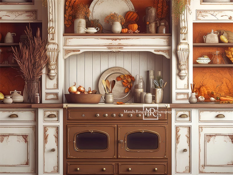 Kate Autumn Pumpkins Kitchen Backdrop Designed by Mandy Ringe Photography