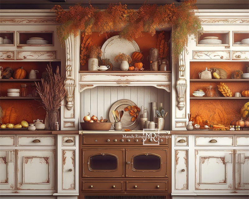 Kate Autumn Pumpkins Kitchen Backdrop Designed by Mandy Ringe Photography