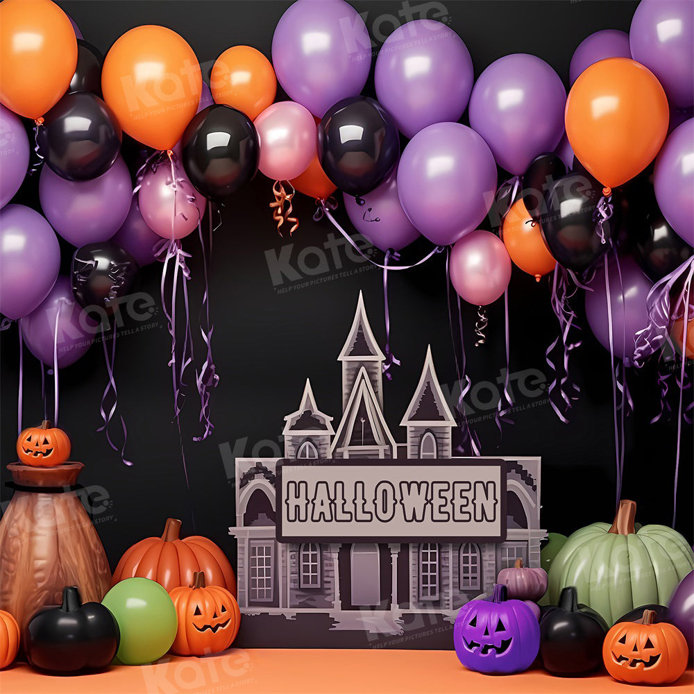 Kate Halloween Pumpkin Purple Balloon Backdrop for Photography -UK