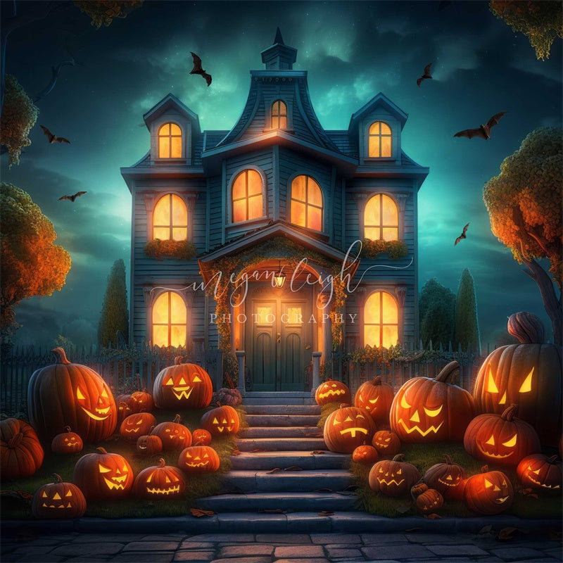 Kate Halloween Spooky Pumpkin House Backdrop Designed by Megan Leigh Photography -UK