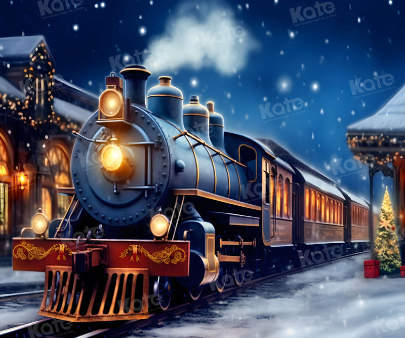 Kate Christmas Winter Train Backdrop for Photography -UK