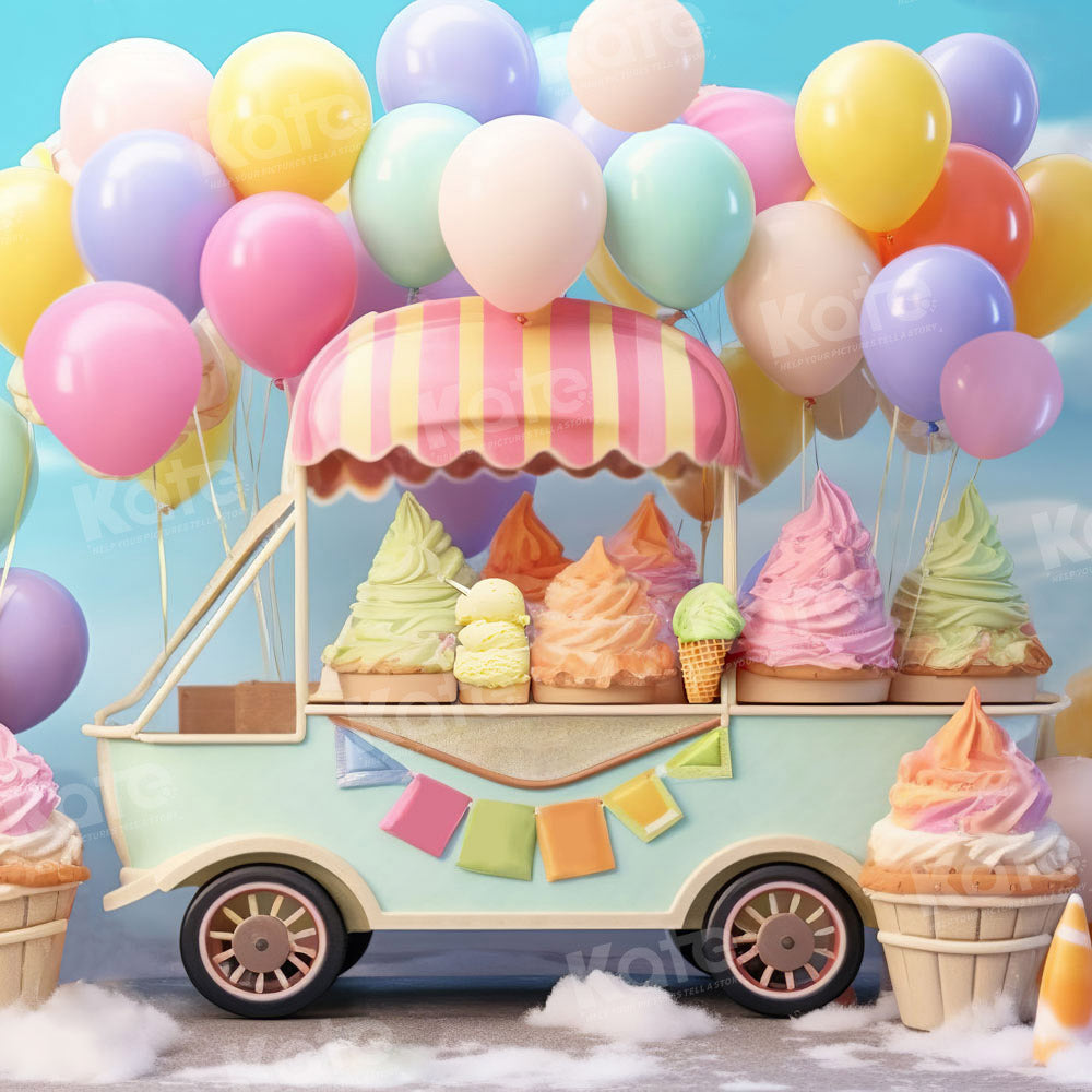 Kate Summer Ice Cream Car Balloon Backdrop Designed by Chain Photography