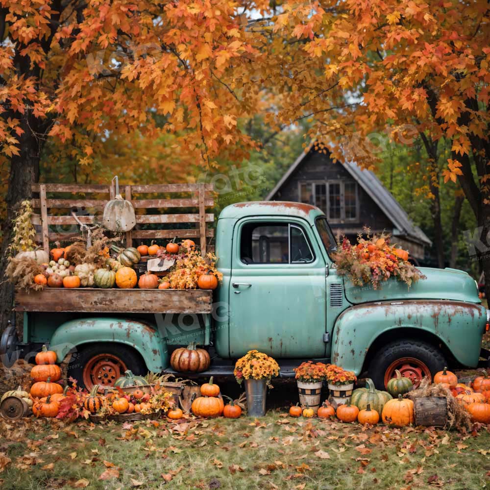 Kate Autumn Truck Golden Leaves Backdrop Designed by Chain Photography -UK