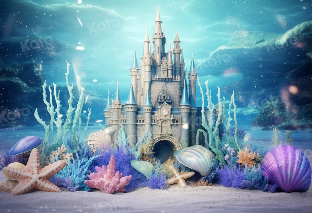 Kate Summer Underwater Castle Shell Backdrop Designed by Chain Photography