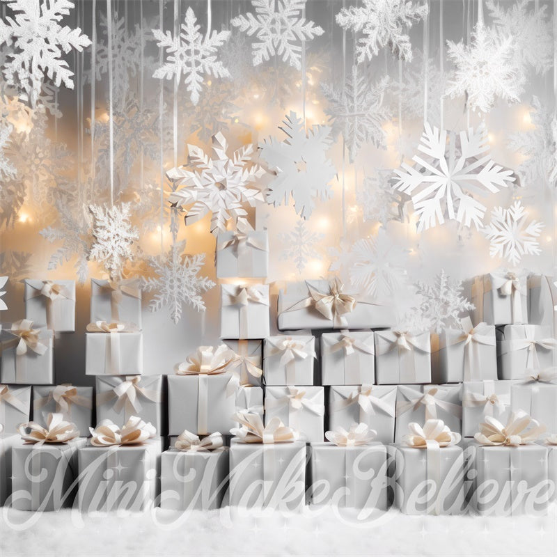 Kate Christmas Snowflakes Gifts Backdrop Designed by Mini MakeBelieve