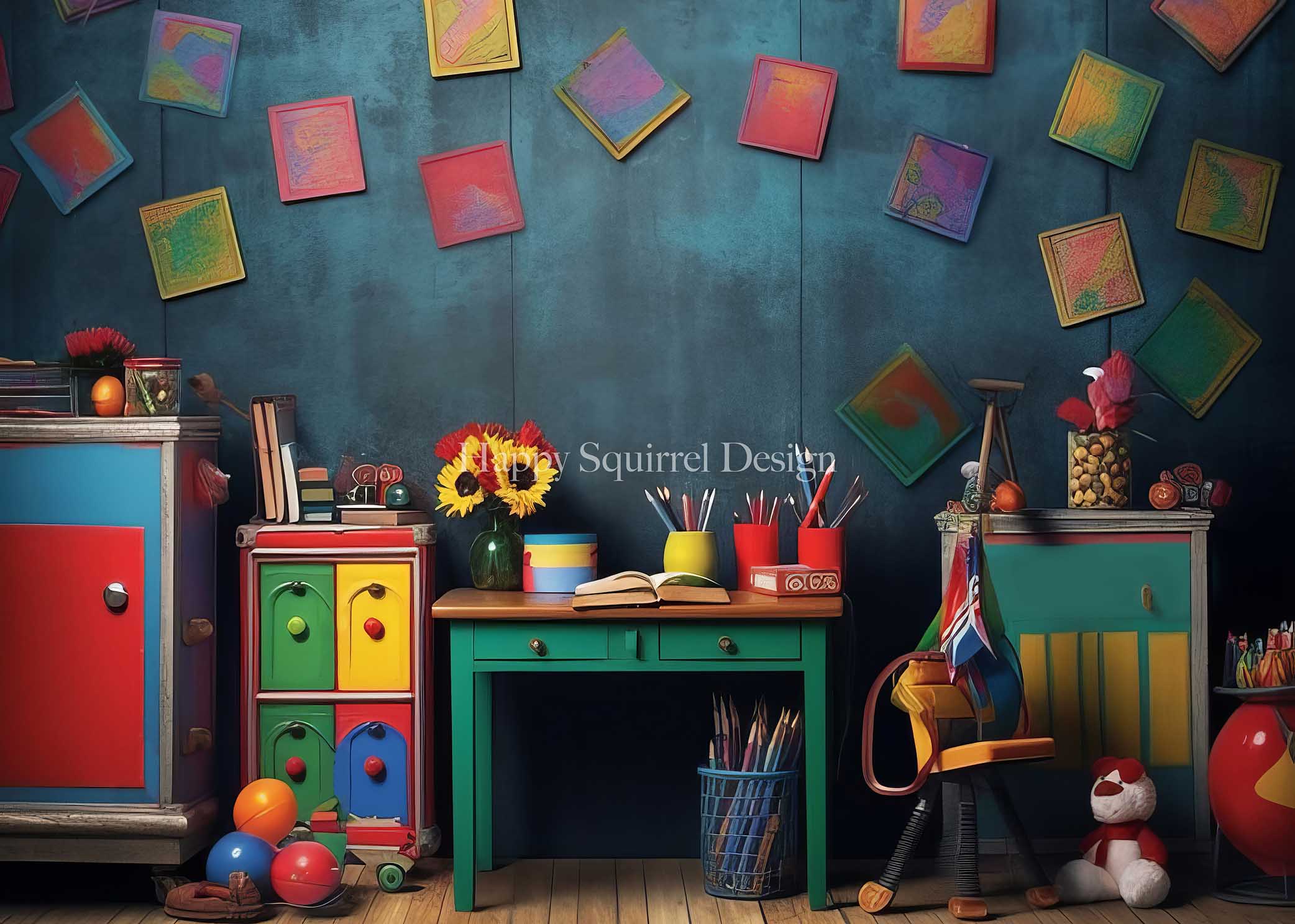 Kate Back to School Classroom Backdrop Designed by Happy Squirrel Design