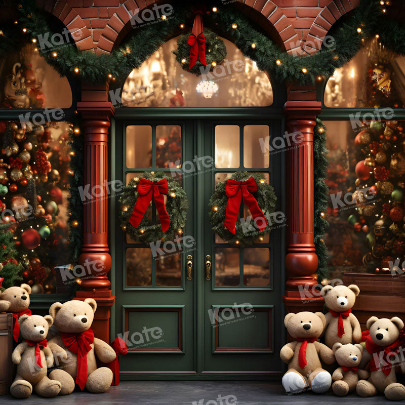 Kate Christmas Store Teddy Bear Backdrop for Photography