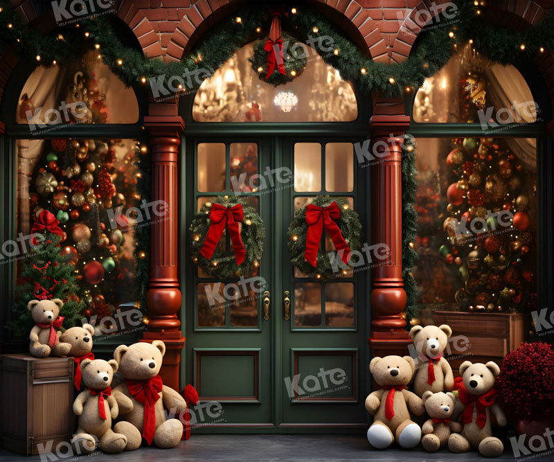 Kate Christmas Store Teddy Bear Backdrop for Photography