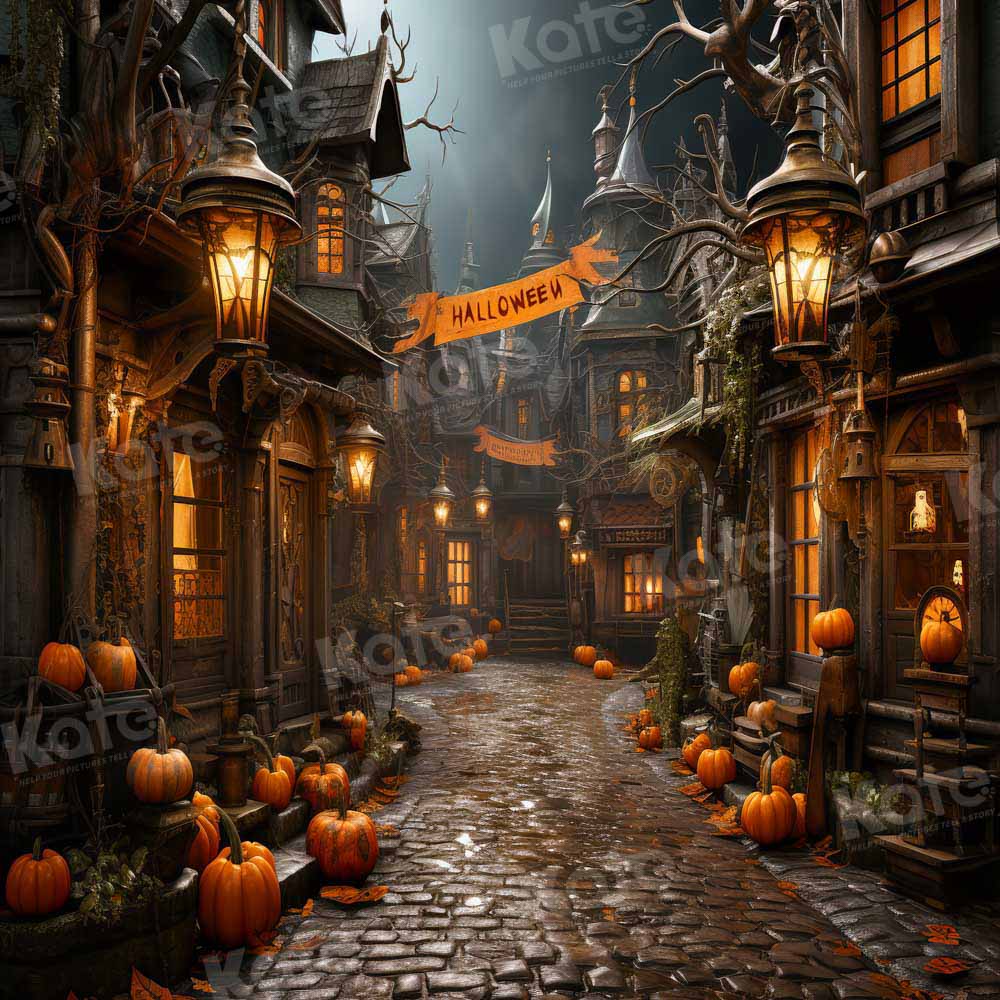 Kate Halloween Street Pumpkin Backdrop Designed by Emetselch -UK