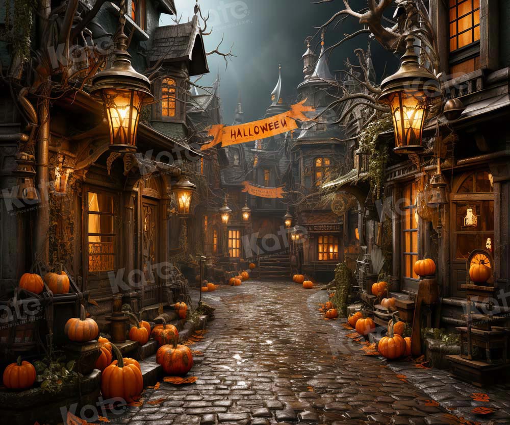 Kate Halloween Street Pumpkin Backdrop Designed by Emetselch -UK
