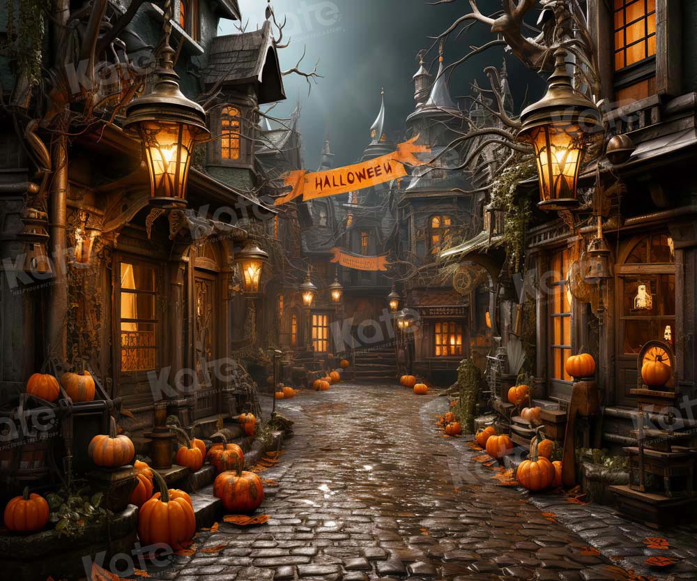 Kate Halloween Street Pumpkin Backdrop Designed by Emetselch