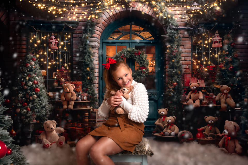 Kate Christmas Teddy Bear Gifts Store Backdrop Designed by Emetselch