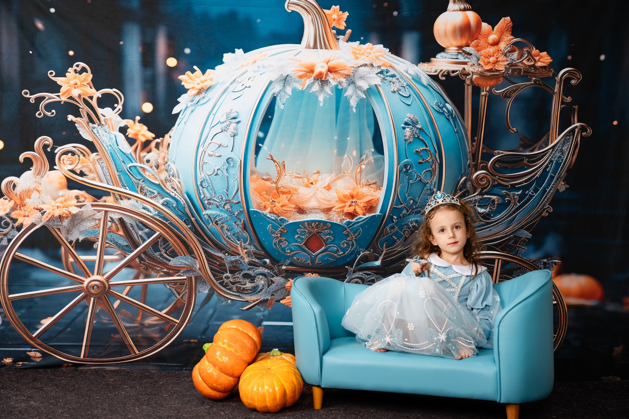 Kate Autumn Pumpkin Car Night Backdrop Designed by Chain Photography