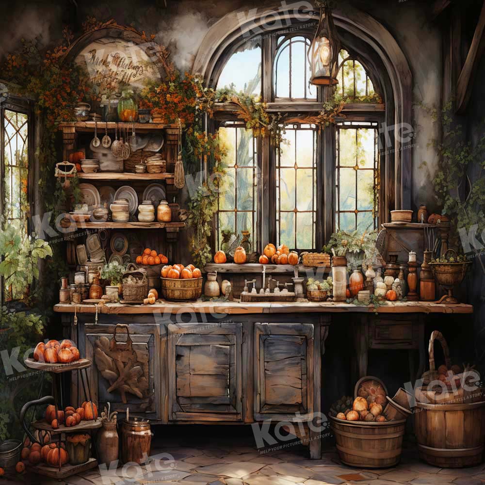 Kate Retro Autumn Painted Kitchen Backdrop Designed by Emetselch -UK
