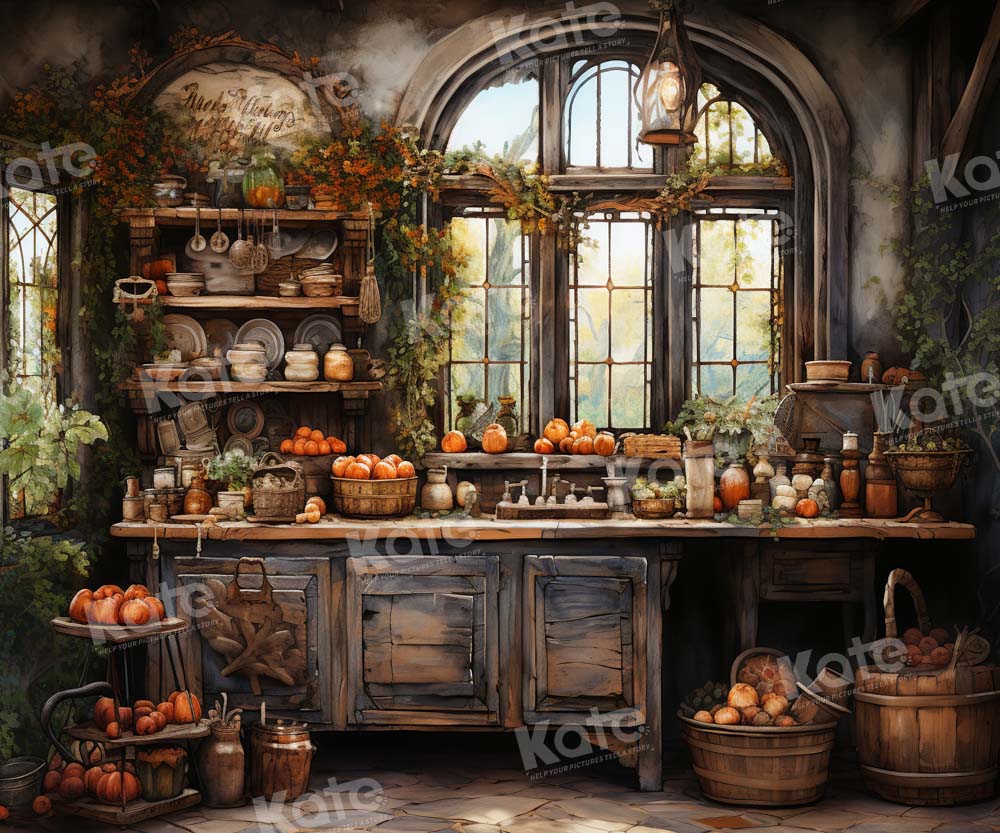Kate Retro Autumn Painted Kitchen Backdrop Designed by Emetselch -UK