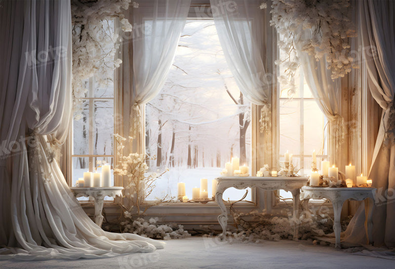Kate Winter White Elegant Candle Backdrop for Photography