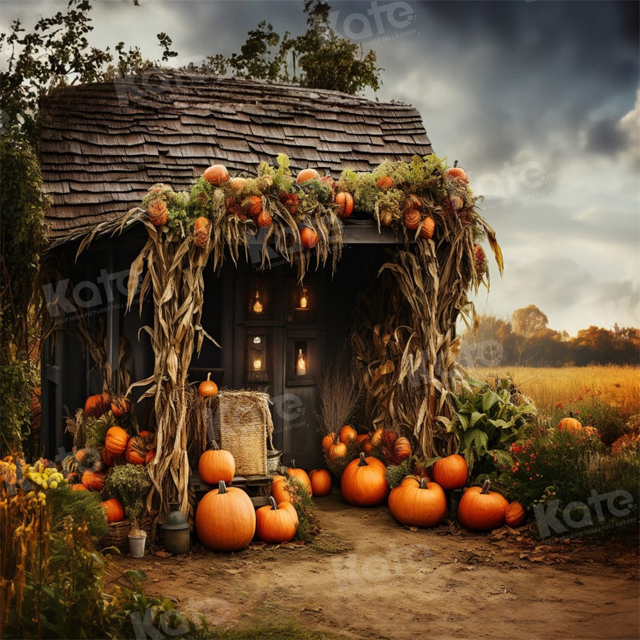 Kate Autumn Old Pumpkin House Backdrop for Photography