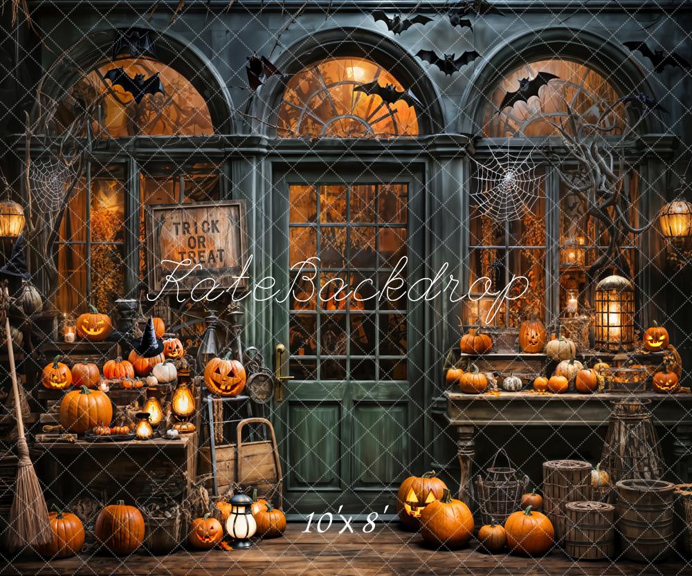 Kate Halloween Spooky Pumpkin Store Backdrop Designed by Emetselch