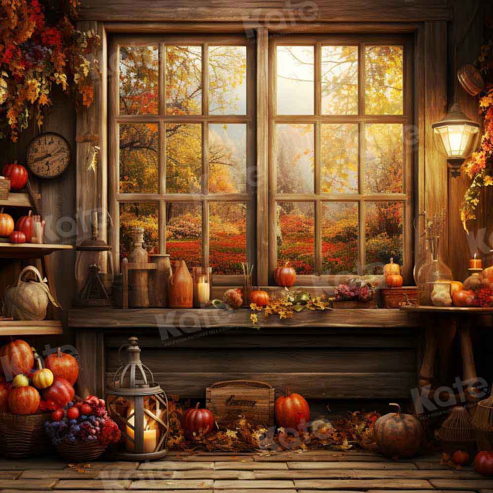 Kate Autumn Pumpkins Window Room Backdrop Designed by Emetselch