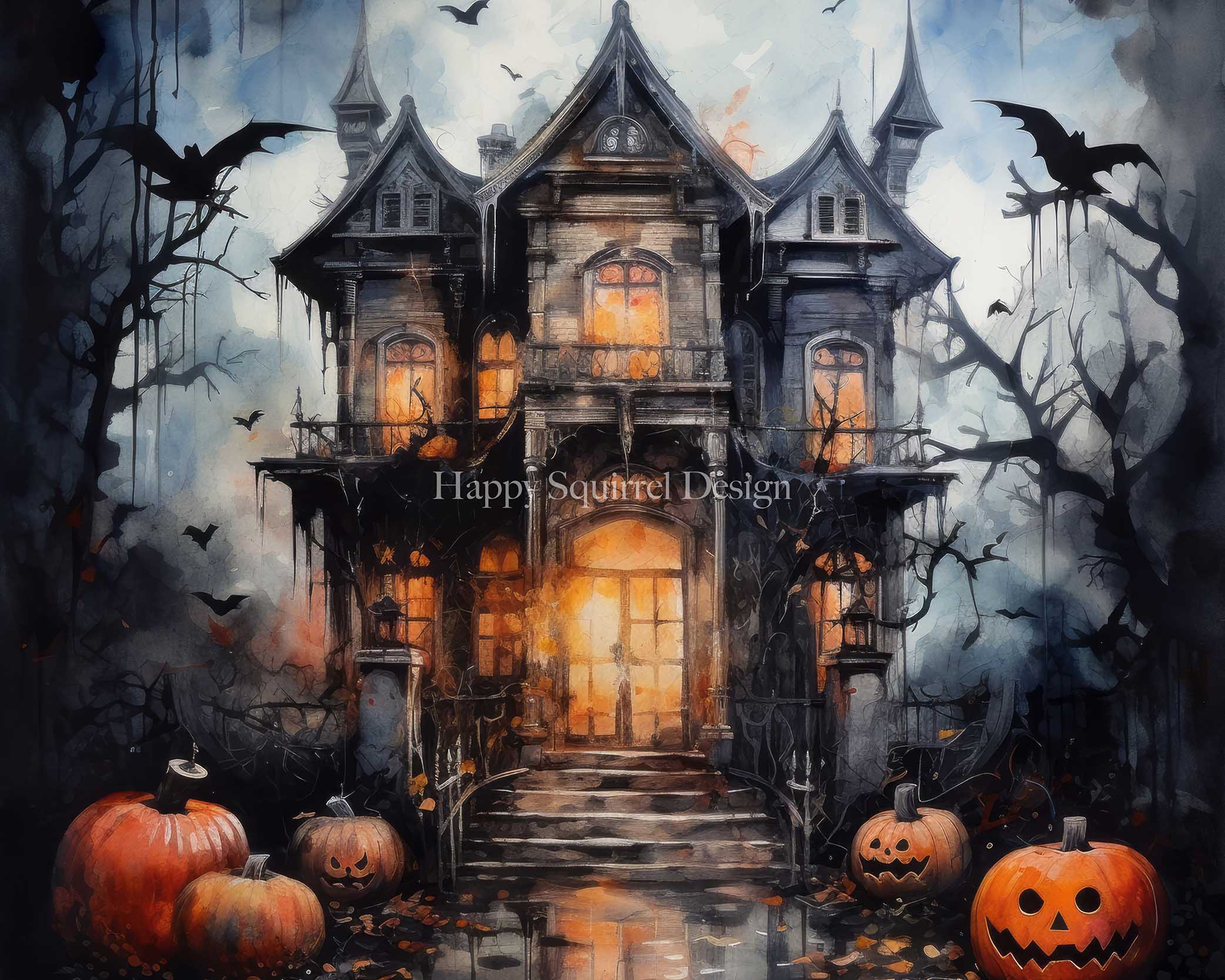 Kate Halloween Spooky Mansion Backdrop Designed by Happy Squirrel Design