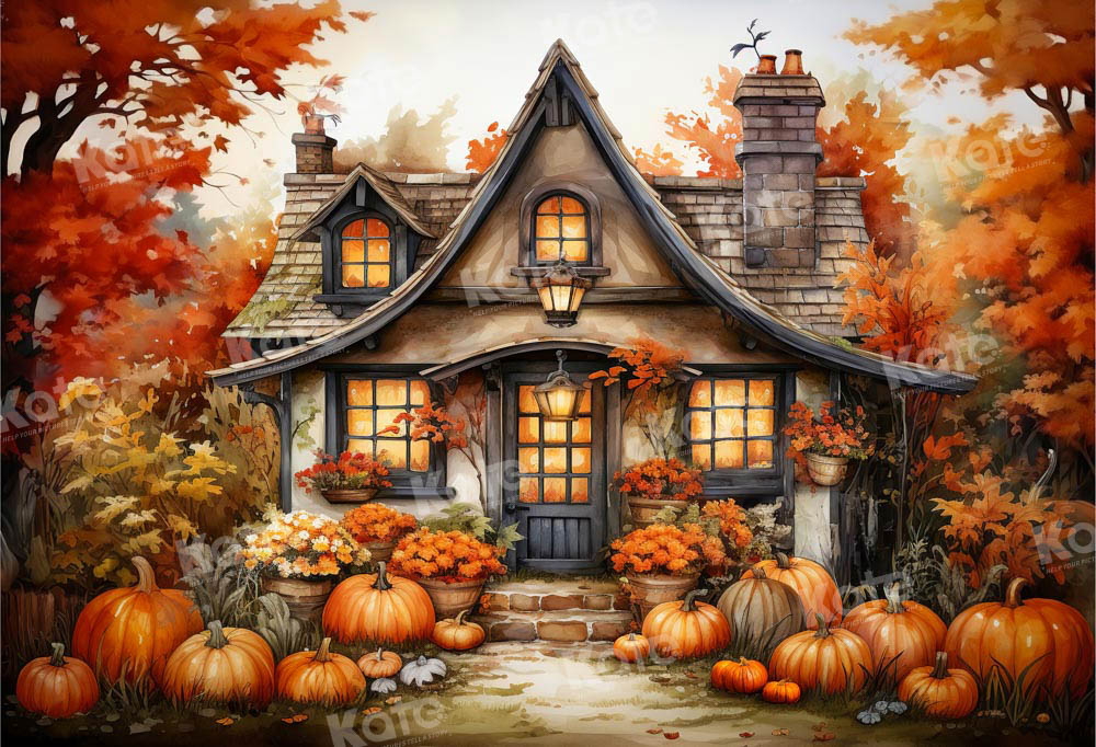 Kate Autumn Pumpkin House Backdrop Designed by Emetselch