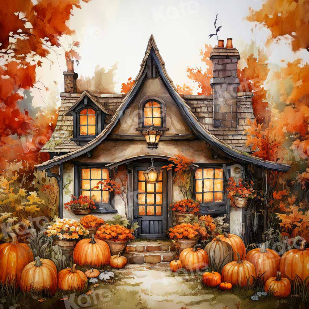 Kate Autumn Pumpkin House Backdrop Designed by Emetselch