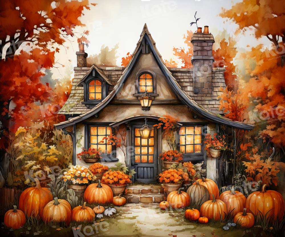 Kate Autumn Pumpkin House Backdrop Designed by Emetselch