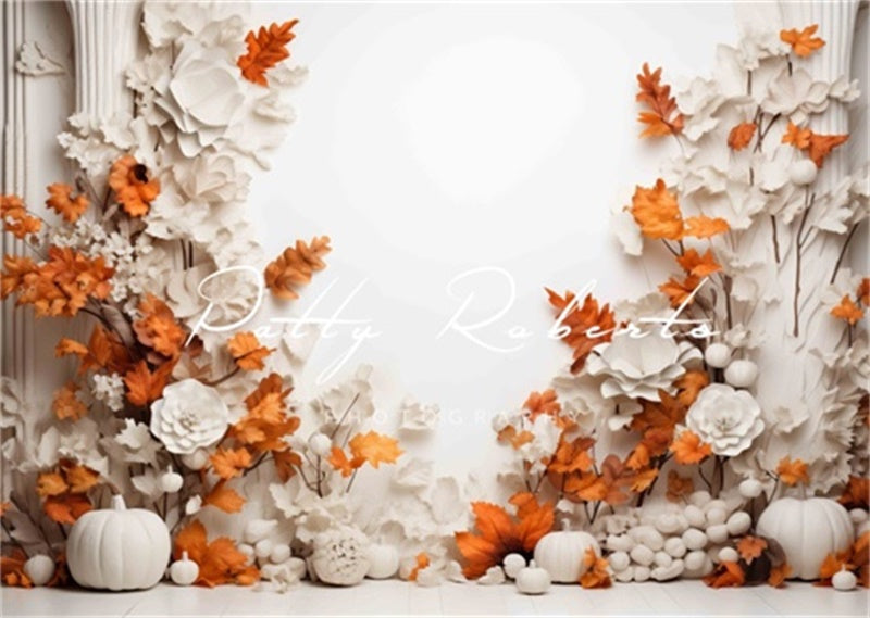 Kate White and Orange Autumn Tree Backdrop Designed by Patty Robert