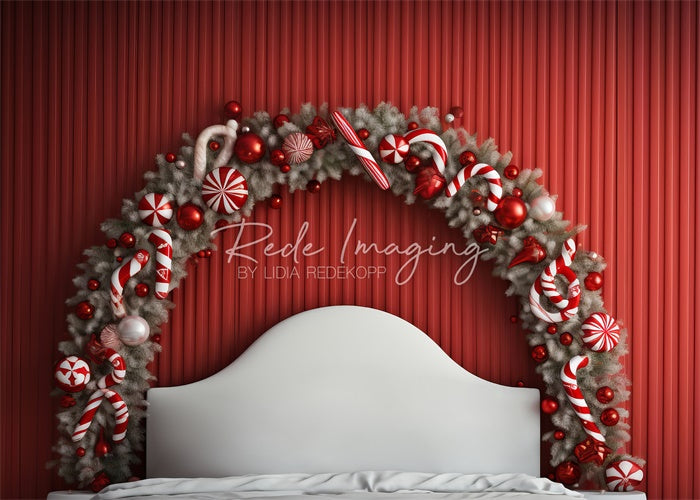 Kate Candy cane Christmas Headboard Backdrop Designed by Lidia Redekopp