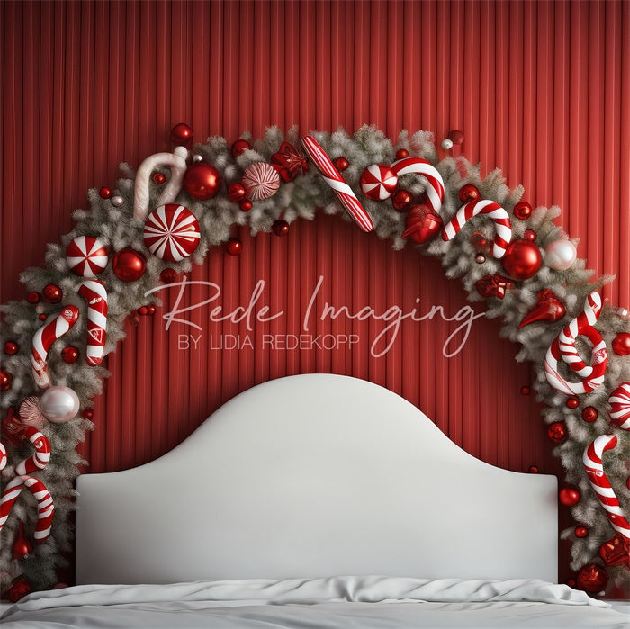 Kate Candy cane Christmas Headboard Backdrop Designed by Lidia Redekopp