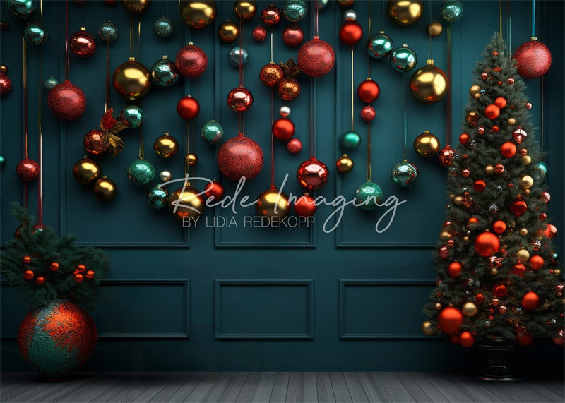 Kate Colorful Christmas Ball Decoration Backdrop Designed by Lidia Redekopp -UK