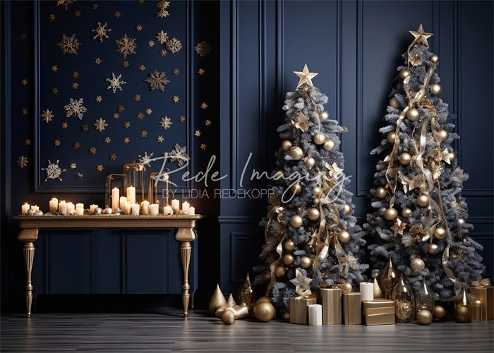 Kate Royal Blue & Gold Christmas Backdrop Designed by Lidia Redekopp