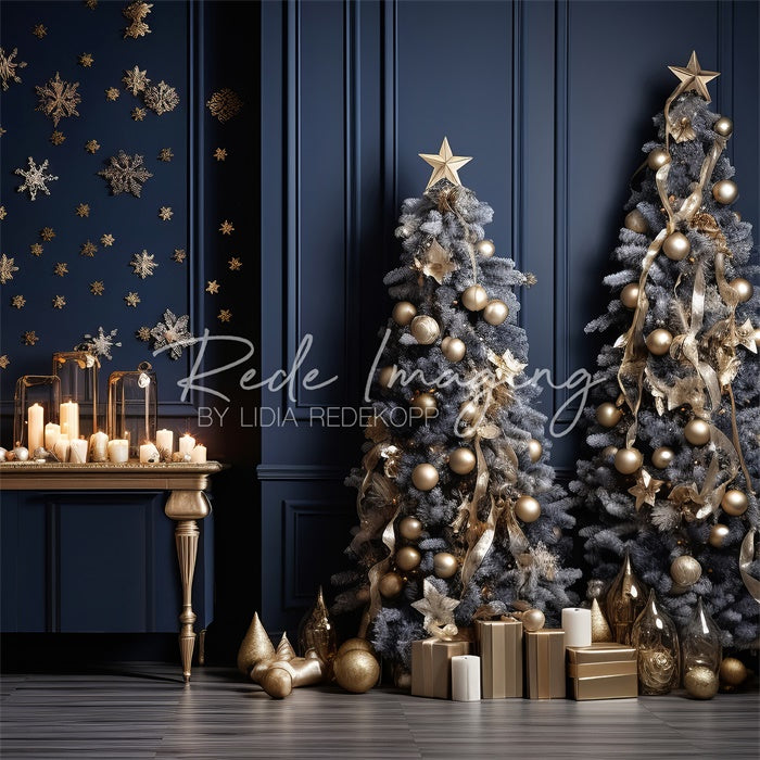 Kate Royal Blue & Gold Christmas Backdrop Designed by Lidia Redekopp -UK