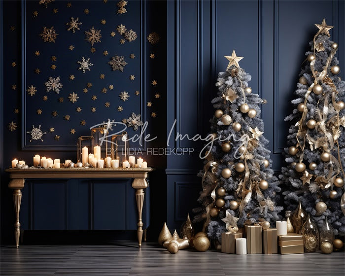 Kate Royal Blue & Gold Christmas Backdrop Designed by Lidia Redekopp