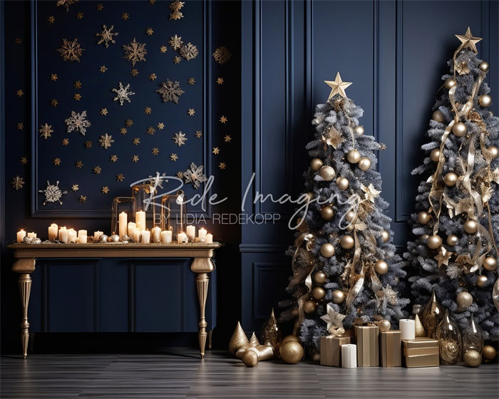 Kate Royal Blue & Gold Christmas Backdrop Designed by Lidia Redekopp -UK