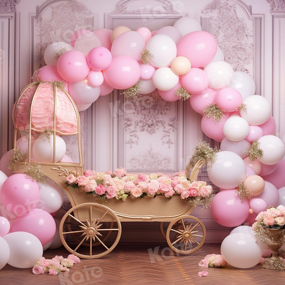 Kate Spring Pink Balloon Flower Cart Backdrop Designed by Emetselch