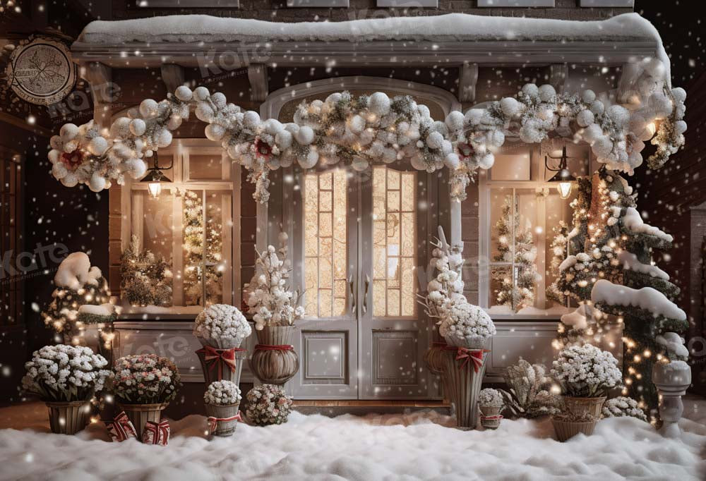 Kate Winter Christmas House Snow Light Backdrop Designed by Emetselch