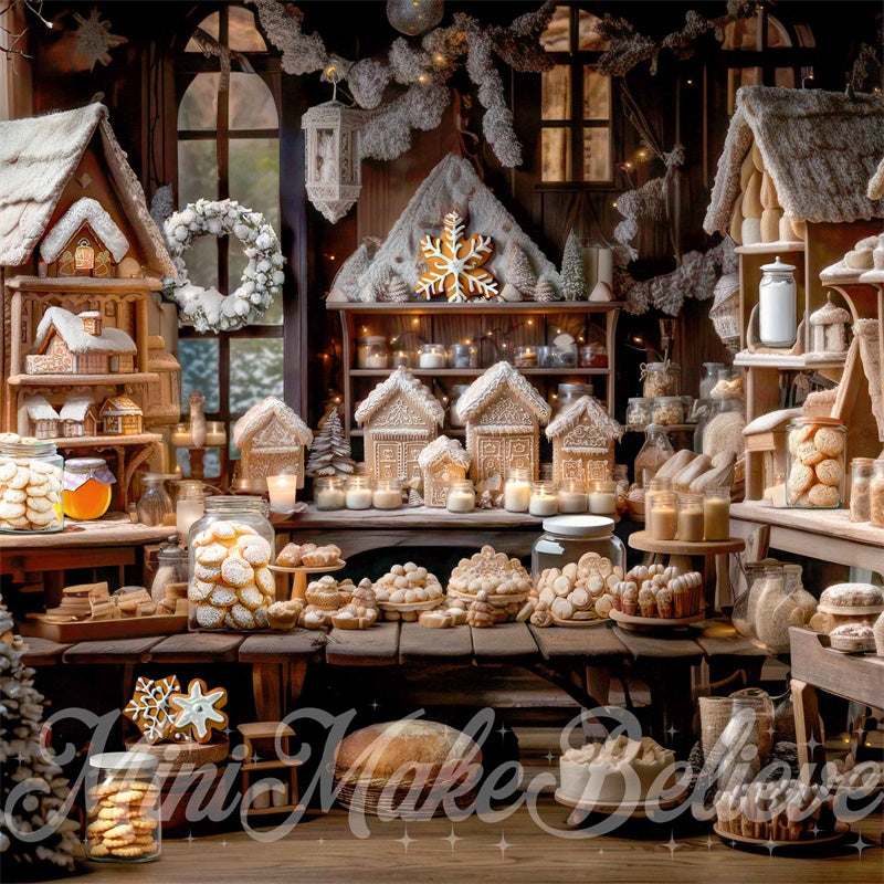Kate Christmas Kitchen Gingerbread Bakery Backdrop Designed by Mini MakeBelieve
