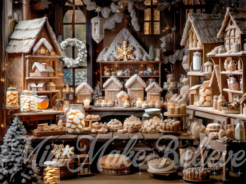 Kate Christmas Kitchen Gingerbread Bakery Backdrop Designed by Mini MakeBelieve