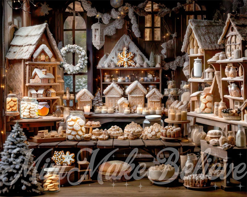 Kate Christmas Kitchen Gingerbread Bakery Backdrop Designed by Mini MakeBelieve