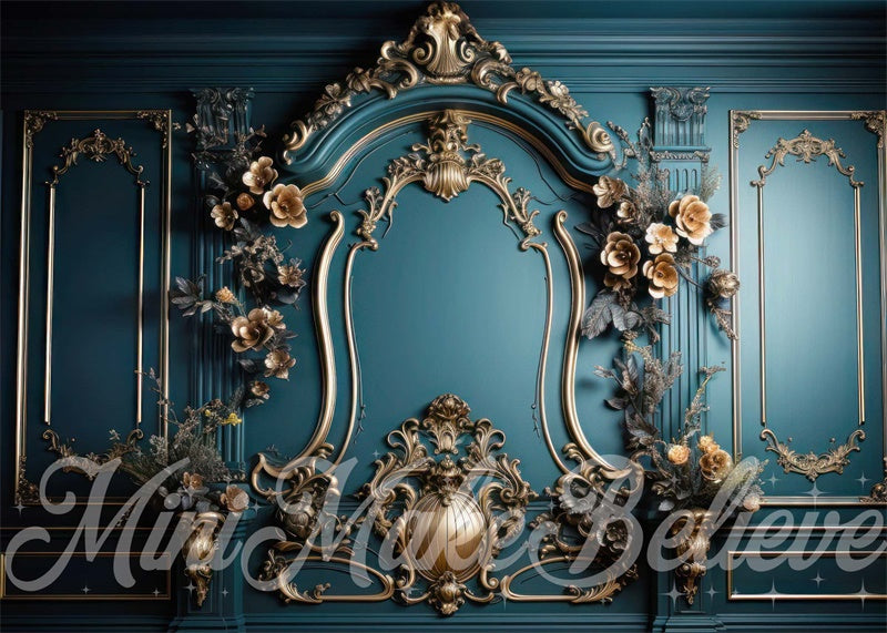 Kate Luxury Gold Teal Turquoise Wall Backdrop Designed by Mini MakeBelieve -UK