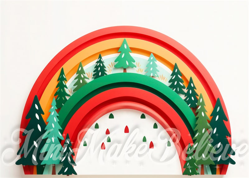 Kate Rainbow Christmas Trees Backdrop Designed by Mini MakeBelieve
