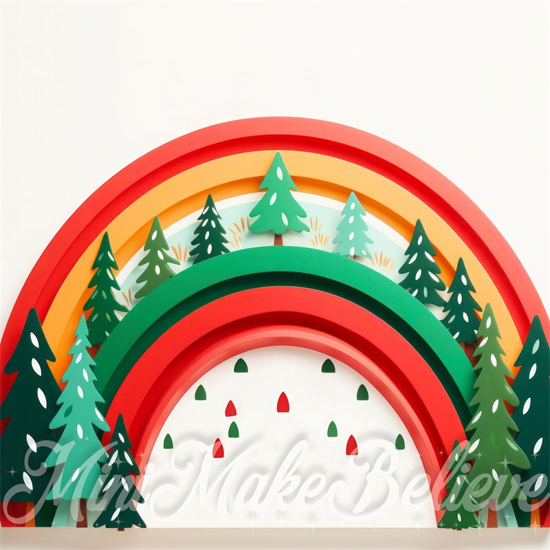 Kate Rainbow Christmas Trees Backdrop Designed by Mini MakeBelieve