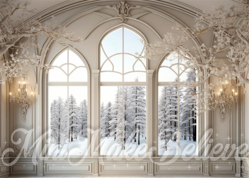 Kate Winter Christmas White Window Backdrop Designed by Mini MakeBelieve