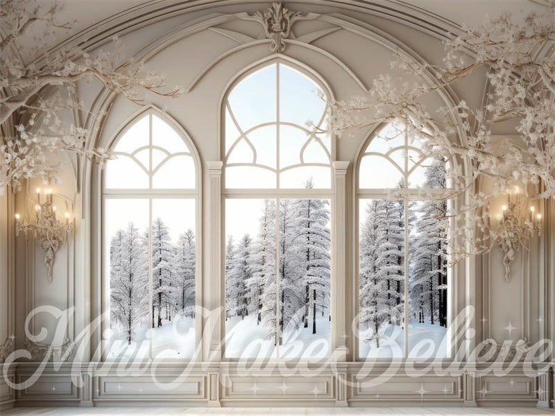 Kate Winter Christmas White Window Backdrop Designed by Mini MakeBelieve