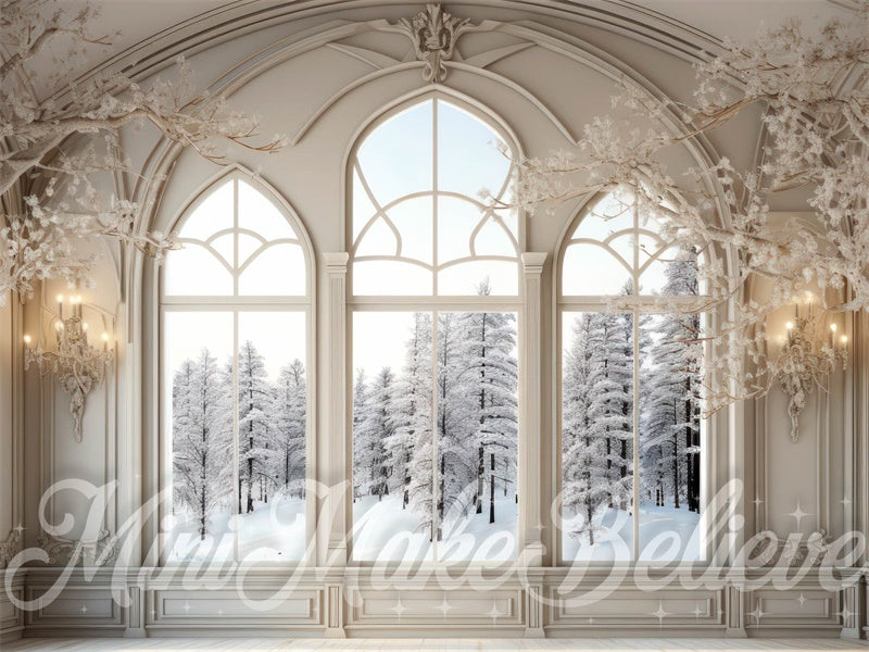 Kate Winter Christmas White Window Backdrop Designed by Mini MakeBelieve -UK