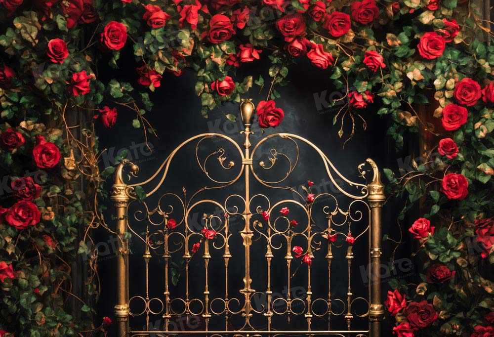 Kate Valentine's Day Rose Golden Headboard Boudoir Backdrop Designed by Emetselch