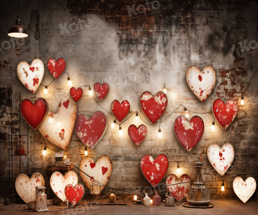 Kate Valentine's Day Retro Lamp Wall Love Backdrop Designed by Emetselch